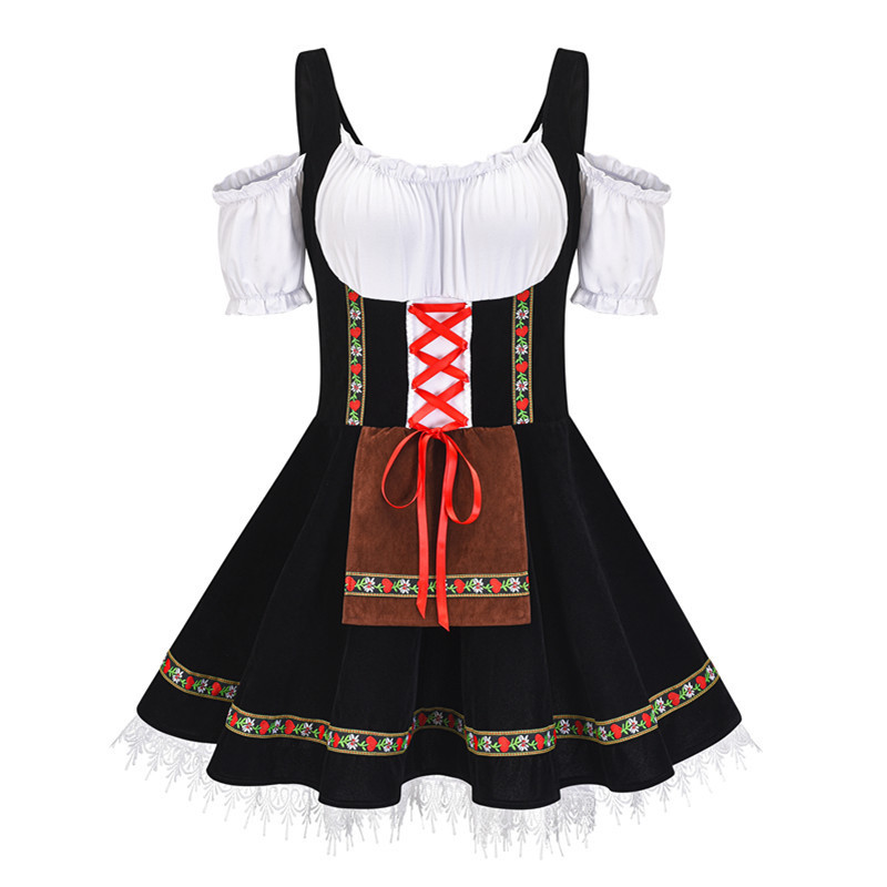 Traditional Bavarian Dirndl Dress Off-Shoulder Festival Costume